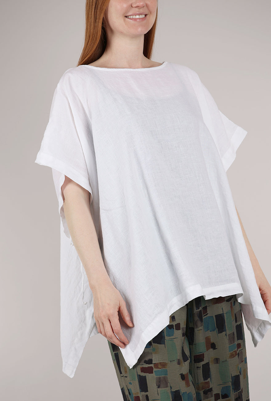 Cut Loose Linen Side-Tie Top, White