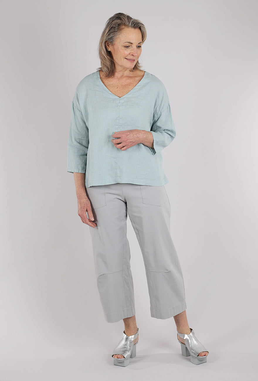 Cut Loose Hanky Linen Deep V Top, Moonlight