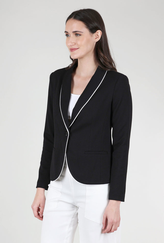 Peace of Cloth Remi Pique Corded Blazer, Black