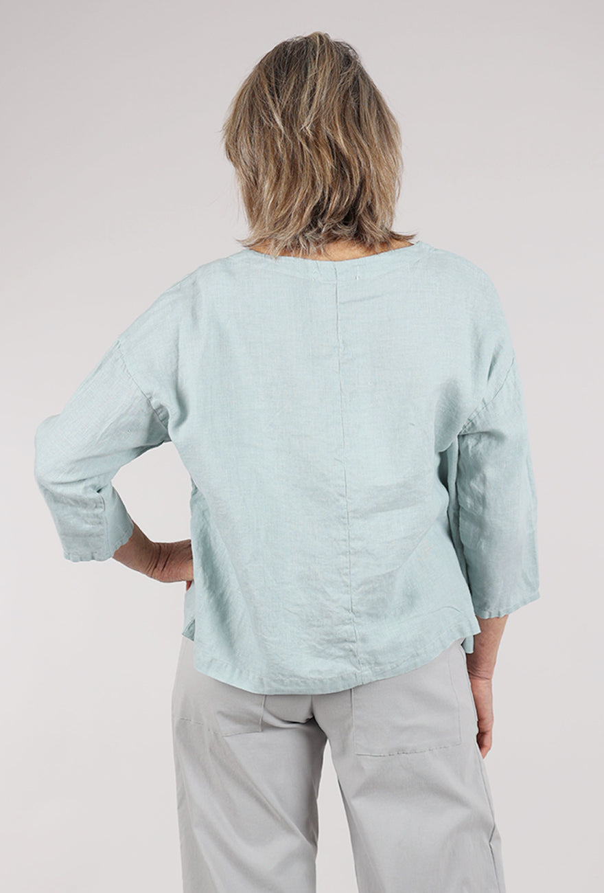 Cut Loose Hanky Linen Deep V Top, Moonlight