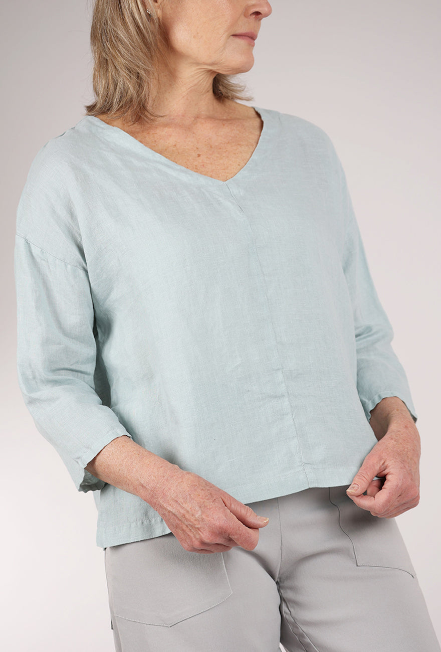 Cut Loose Hanky Linen Deep V Top, Moonlight
