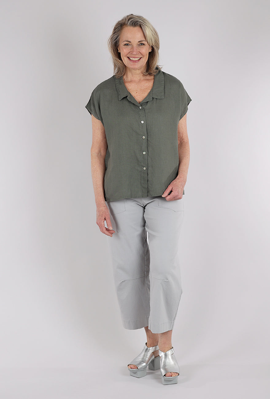 Cut Loose Linen Boxy Camp Shirt, Clay