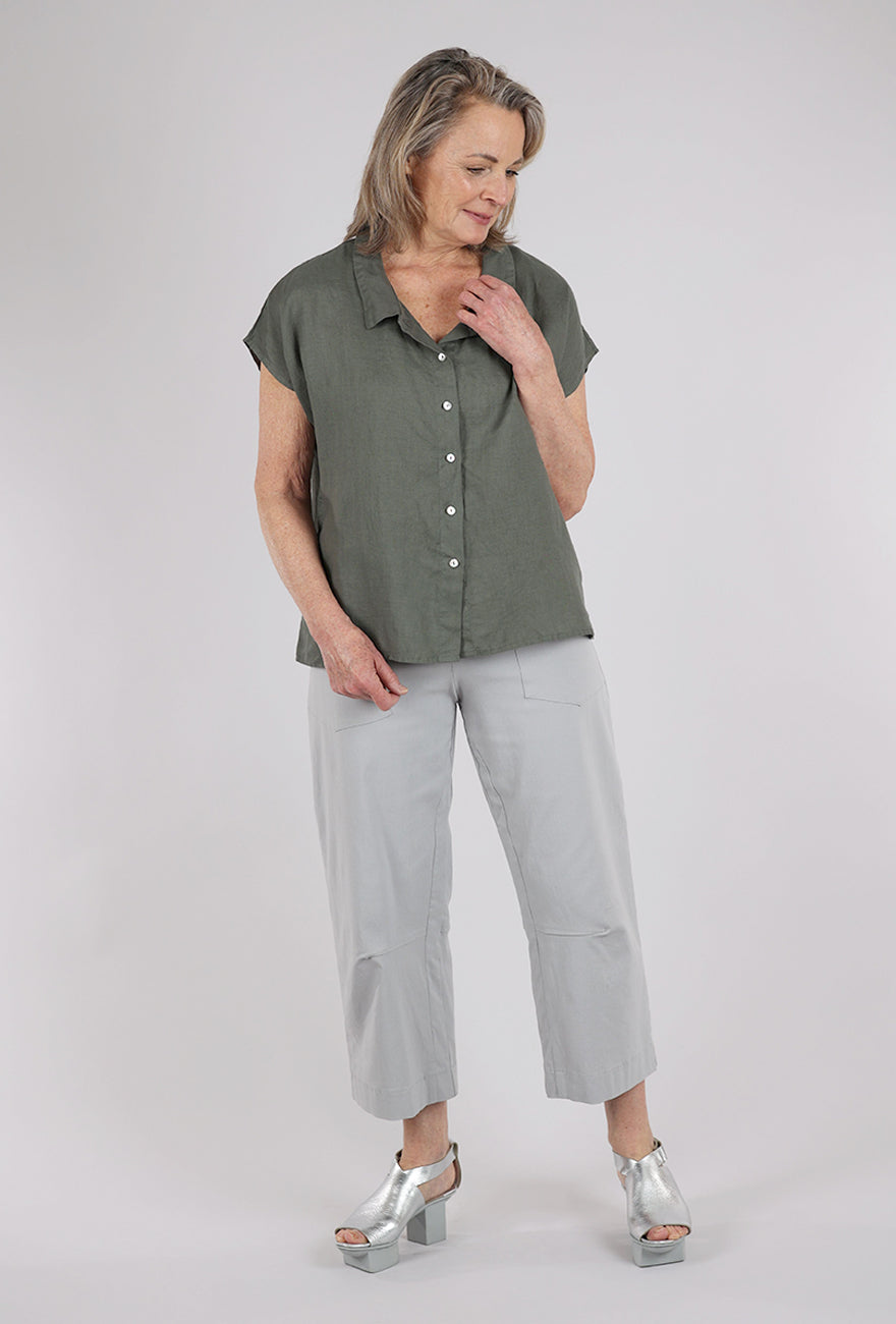 Cut Loose Linen Boxy Camp Shirt, Clay