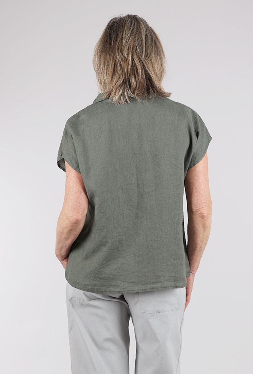 Cut Loose Linen Boxy Camp Shirt, Clay