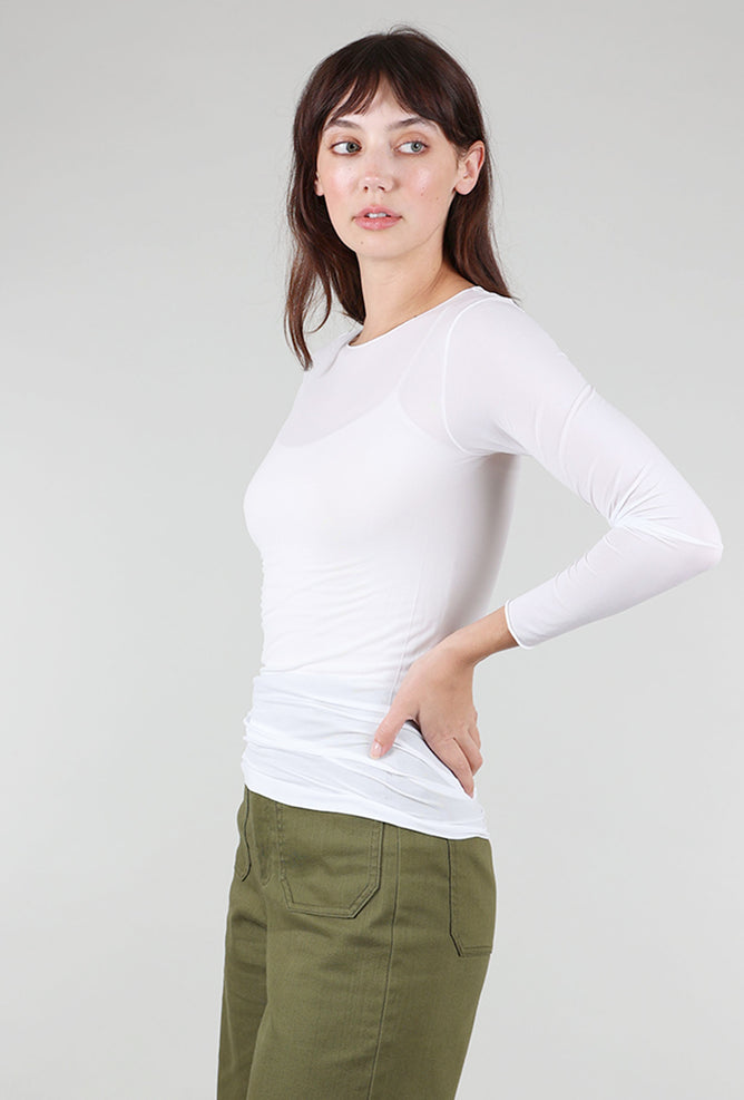 AMB Designs Solid Raw Edge Second Skin Top, White