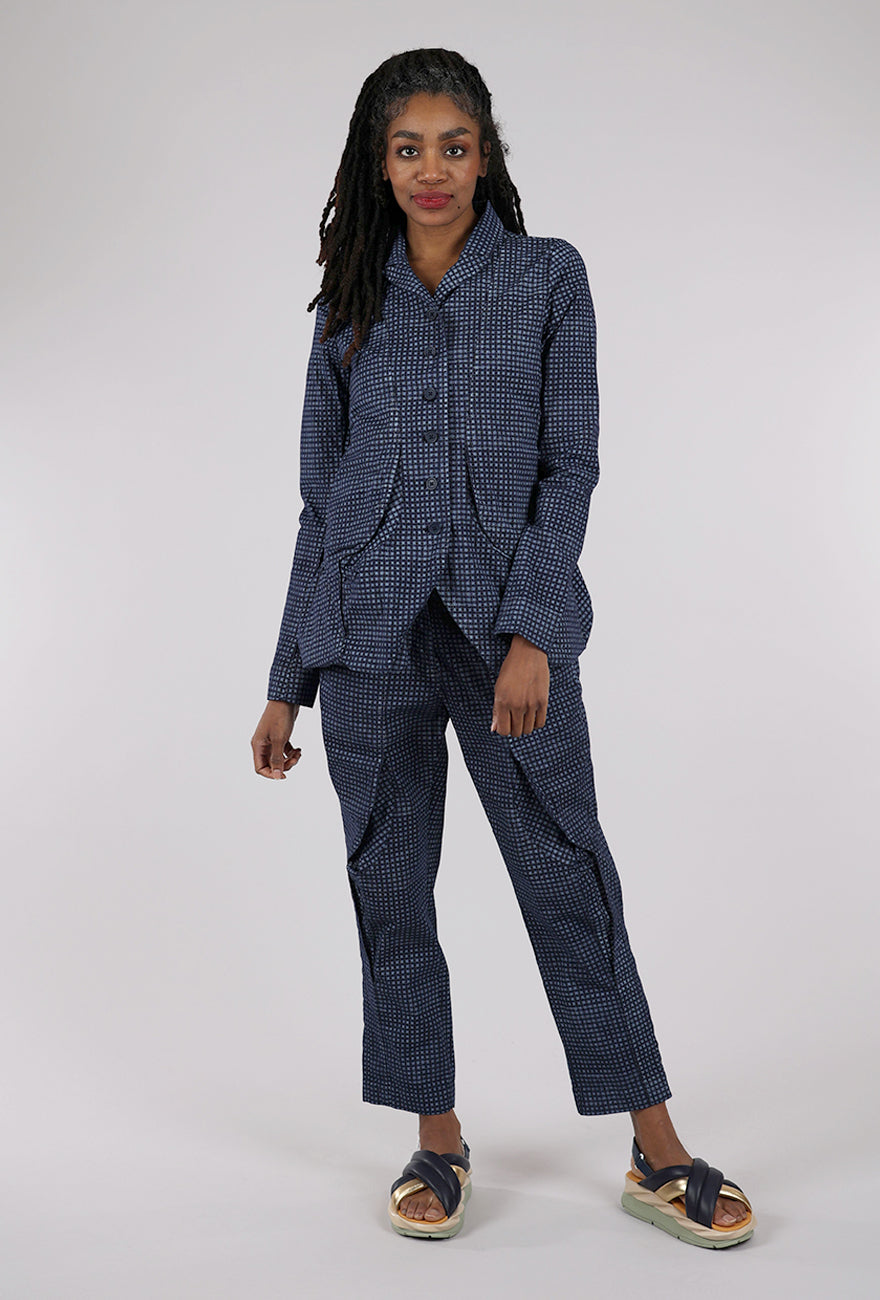 Rundholz Cotton Check Flap Pocket Jacket, Navy