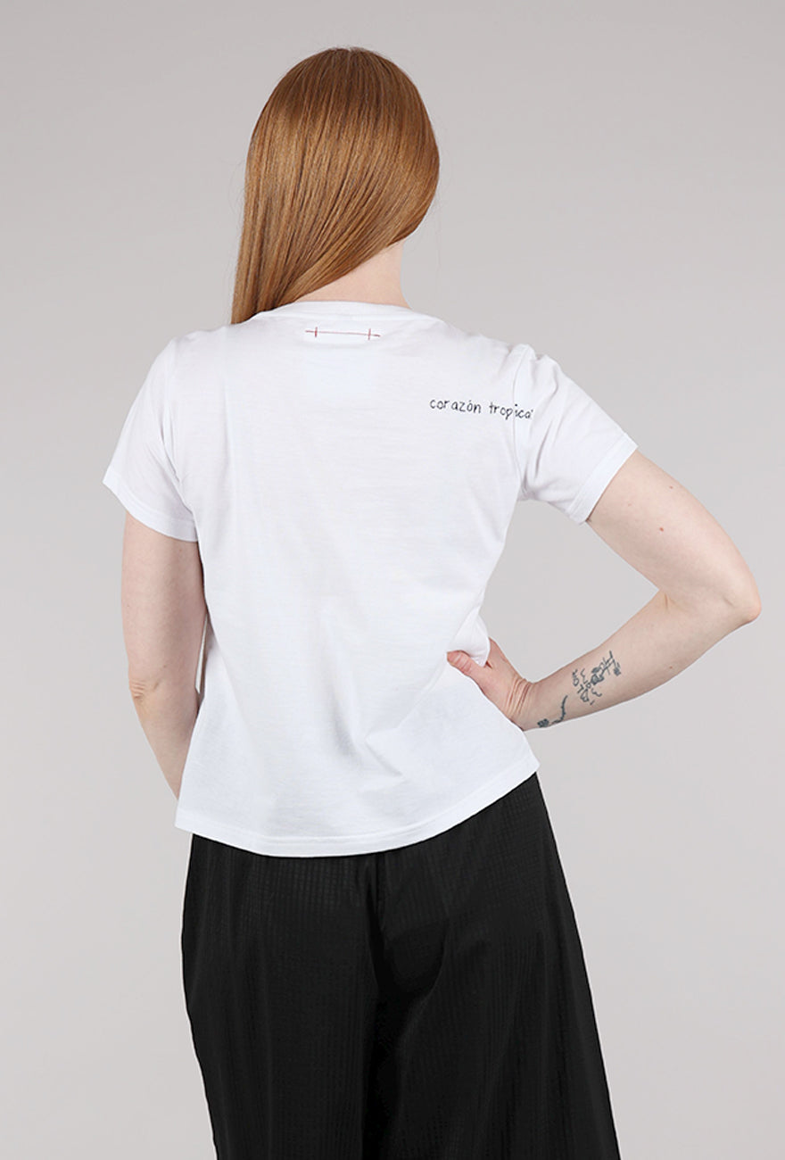 Cats With a Heart Big Heart Hand-Embroidered Tee, White