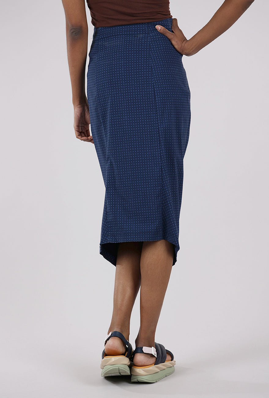 Rundholz Signature Stretch Slim Skirt, Navy Check