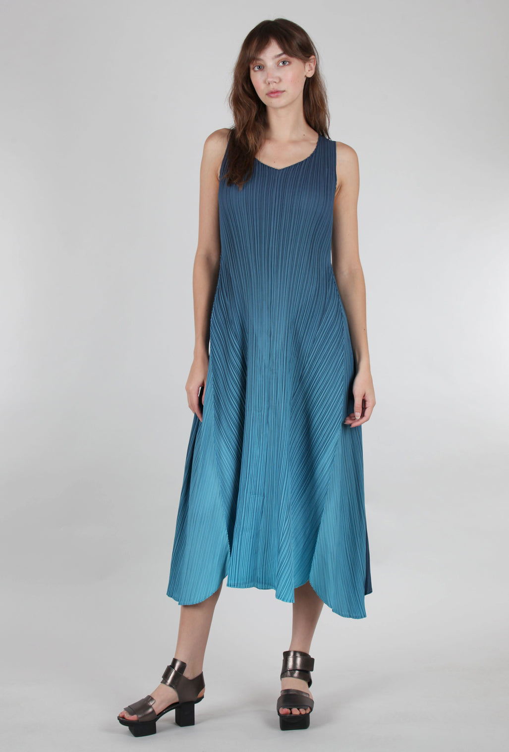 Alquema Long Estrella Dress, Indigo to Aqua