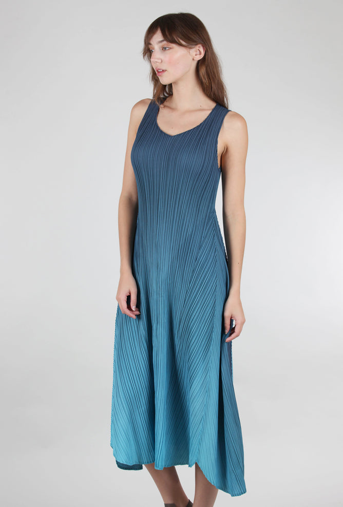 Alquema Long Estrella Dress, Indigo to Aqua