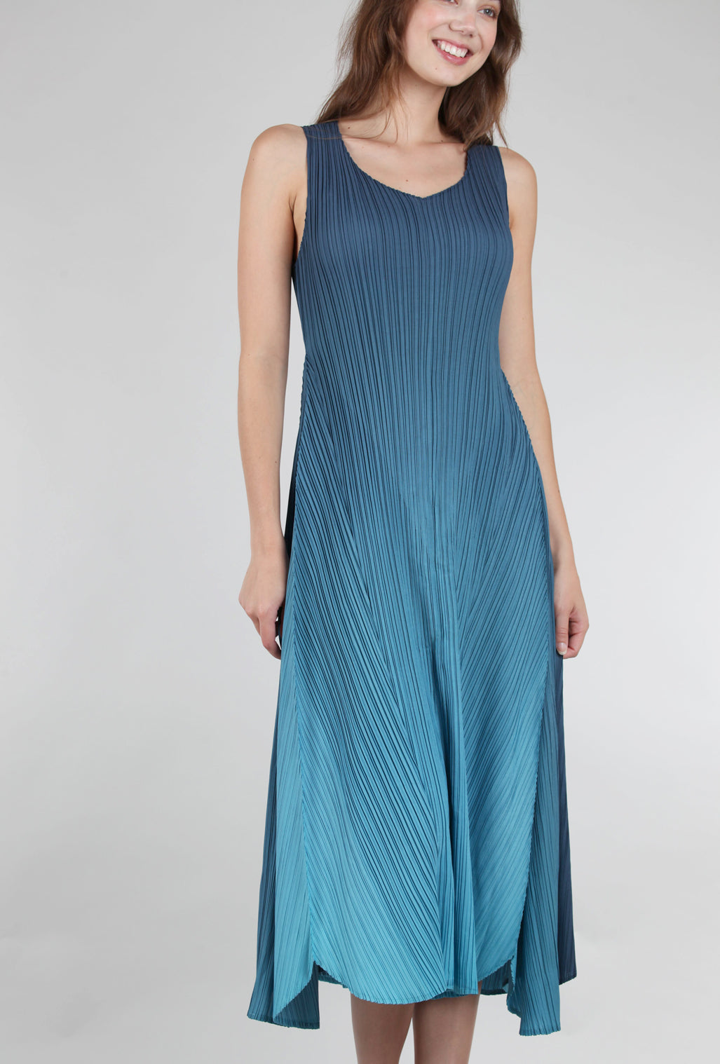 Alquema Long Estrella Dress, Indigo to Aqua