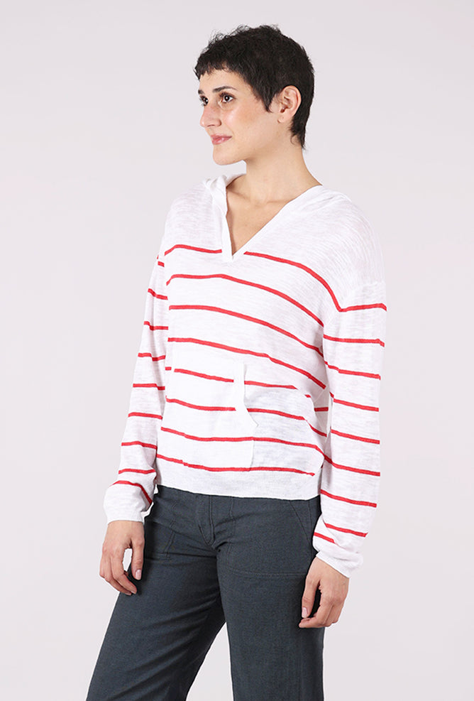 Mododoc Summer Sweater Hoodie, Scarlet Stripe
