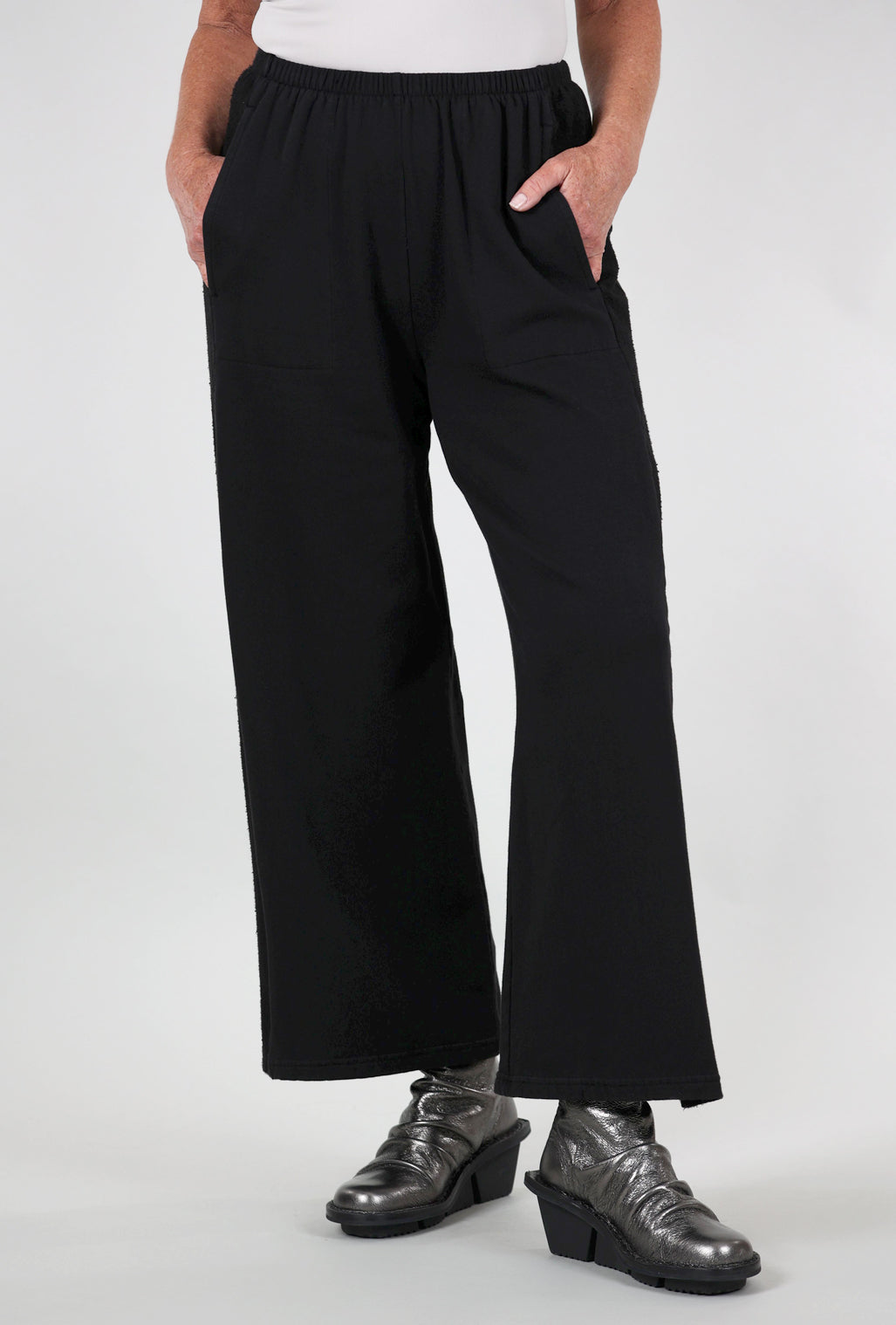Fenini Contrast-Inset Fleece Pant, Black
