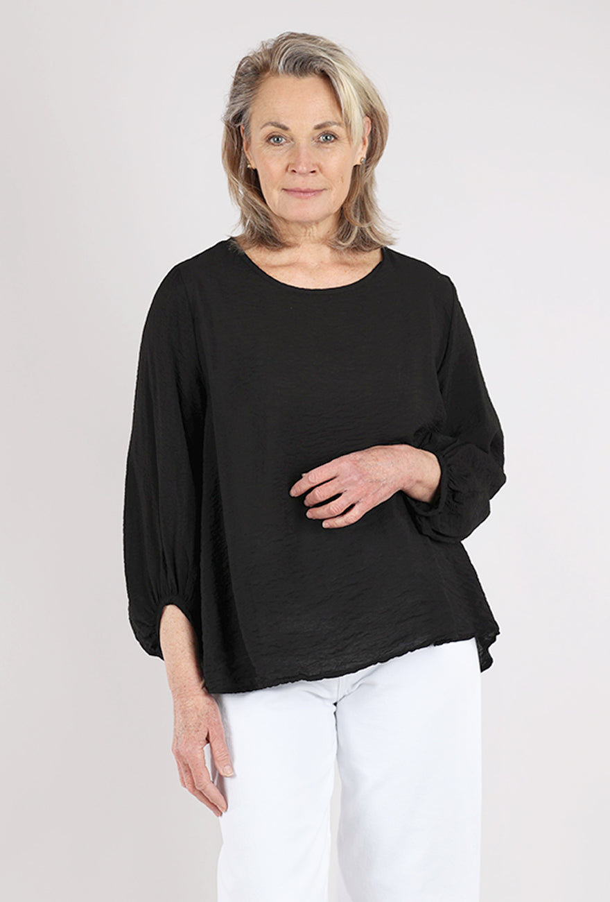 Cut Loose Parachute Balloon Sleeve Top, Black