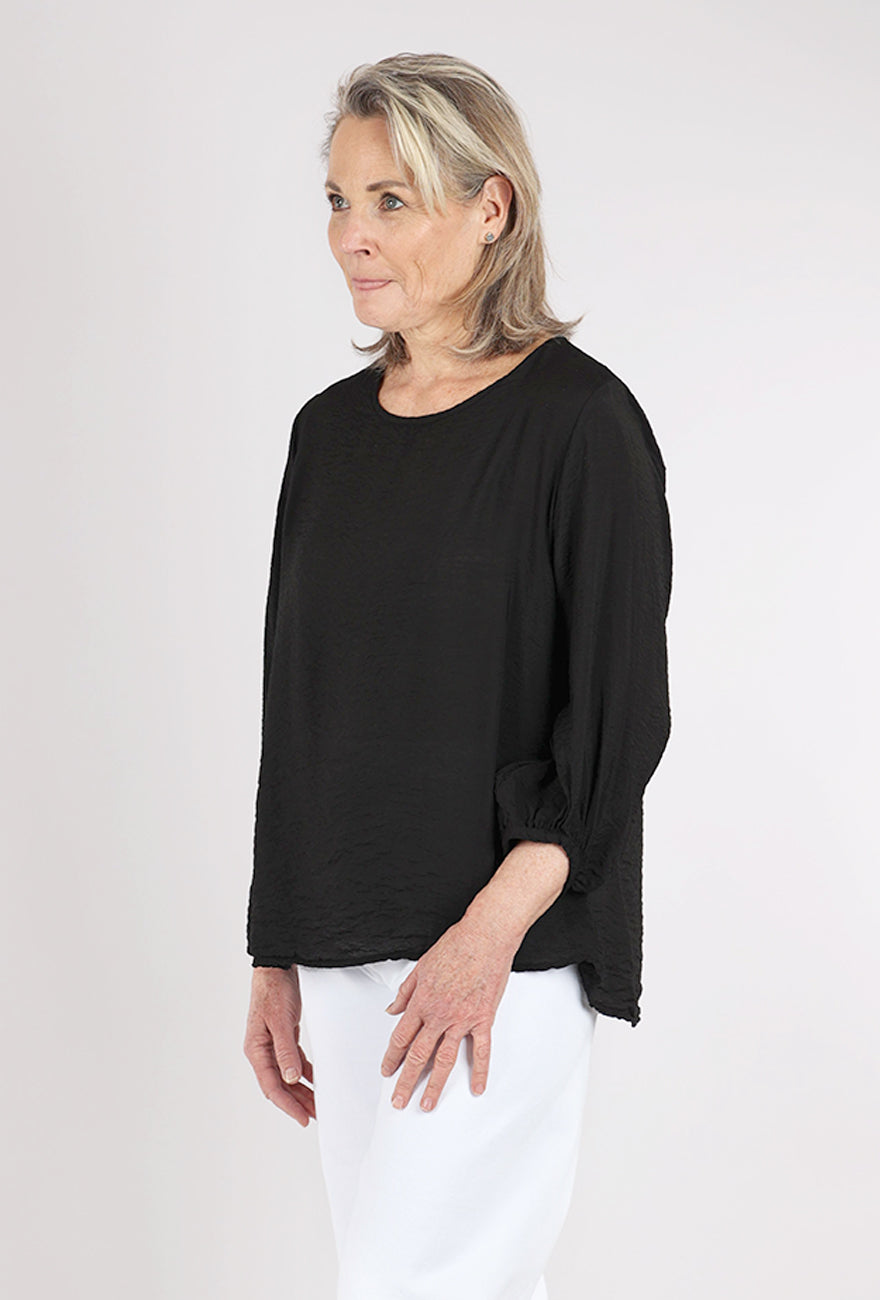 Cut Loose Parachute Balloon Sleeve Top, Black