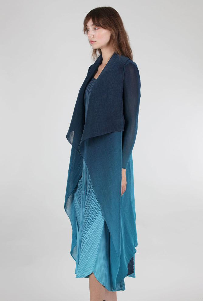 Alquema Collare Coat, Indigo to Aqua