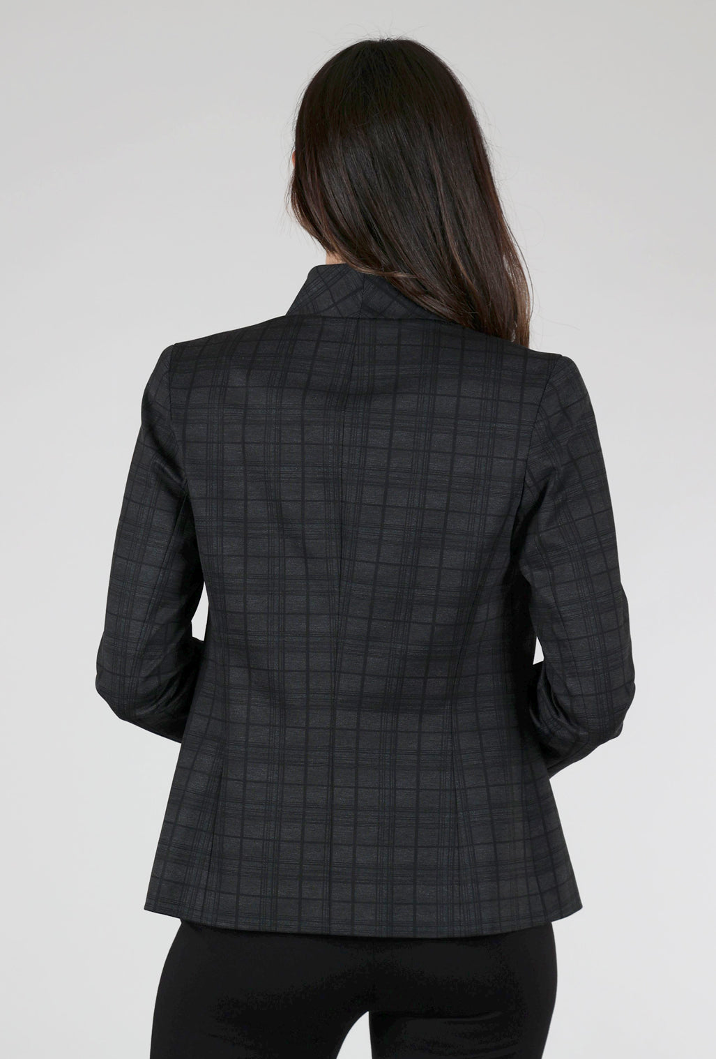 Estelle & Finn Shaped Plaid Jacket, Charcoal
