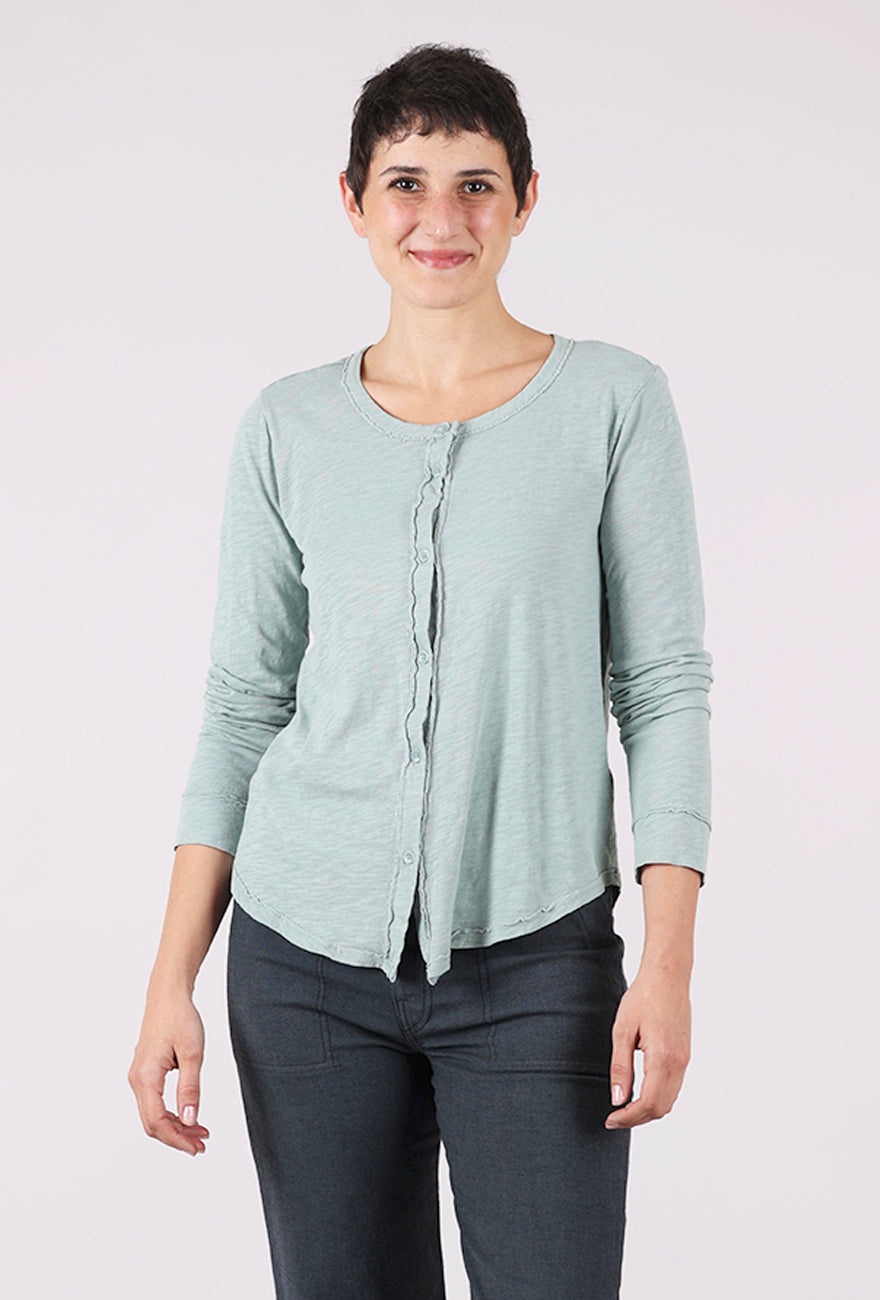 Mododoc Exposed Seams Button-Up Tee, Gray Mist