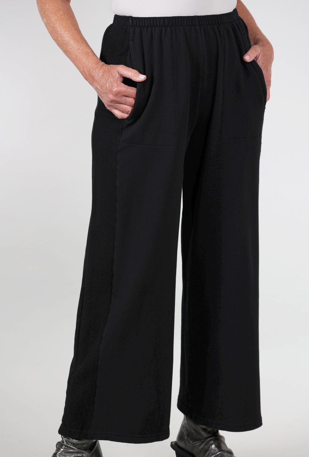 Fenini Contrast-Inset Fleece Pant, Black