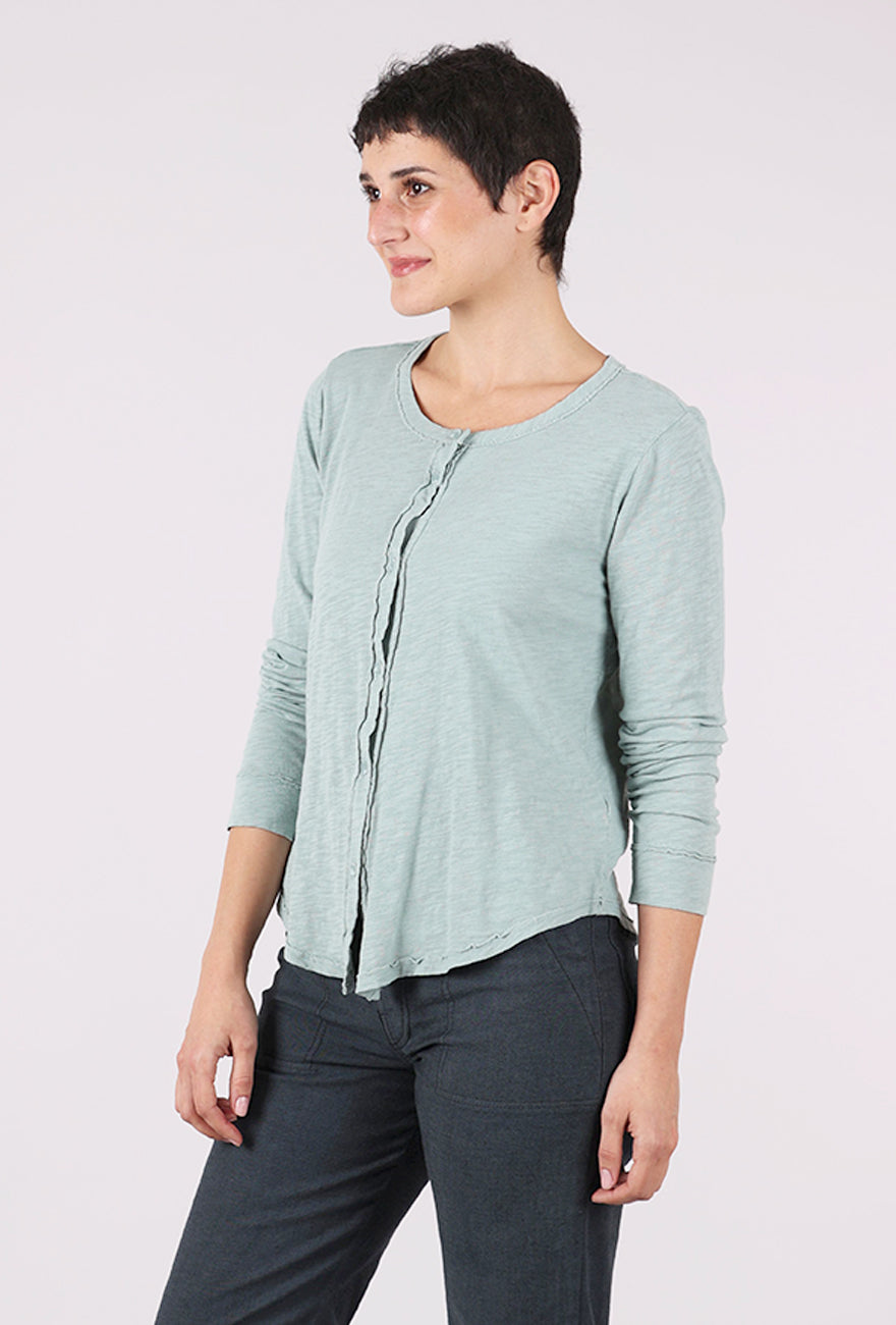 Mododoc Exposed Seams Button-Up Tee, Gray Mist