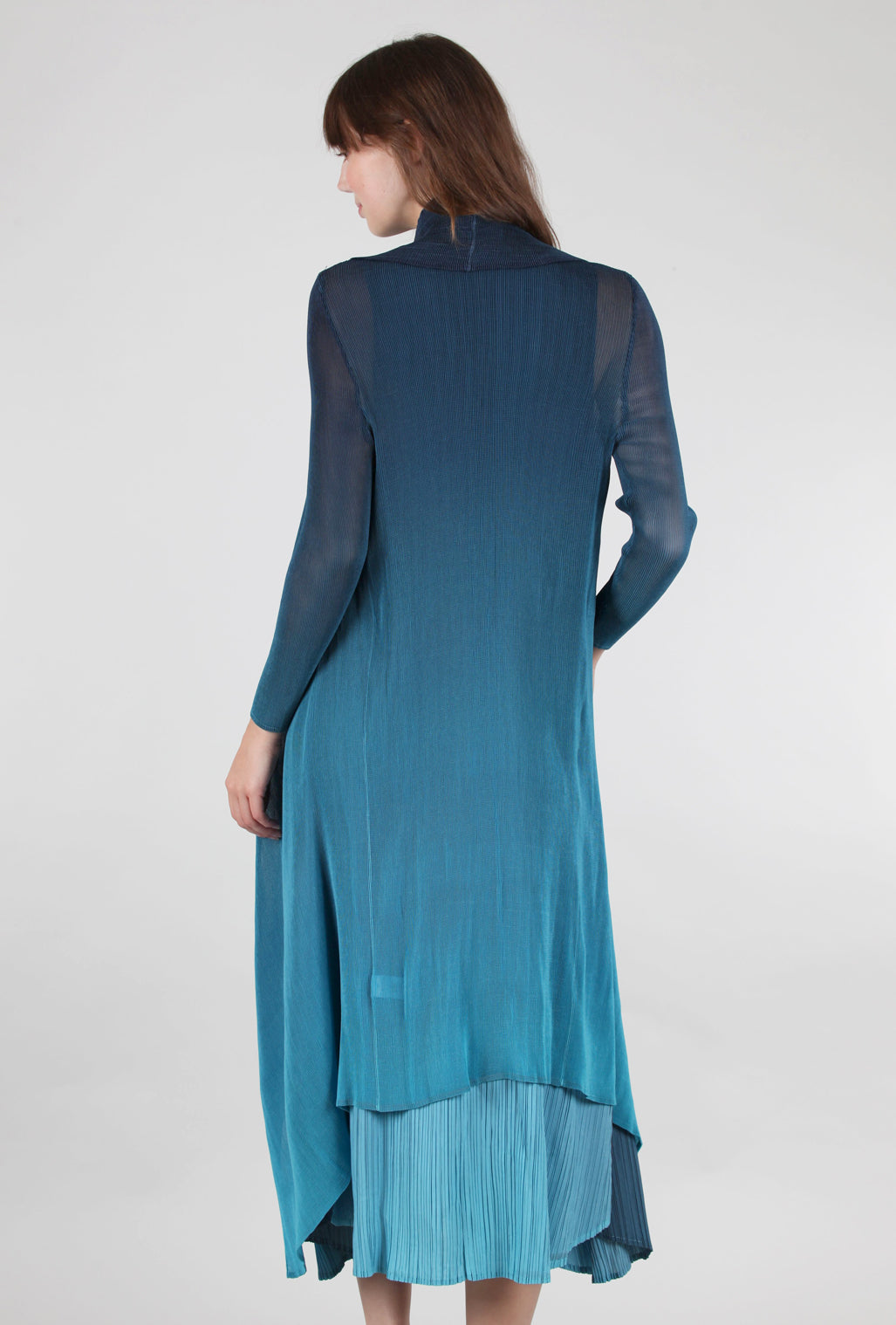 Alquema Collare Coat, Indigo to Aqua