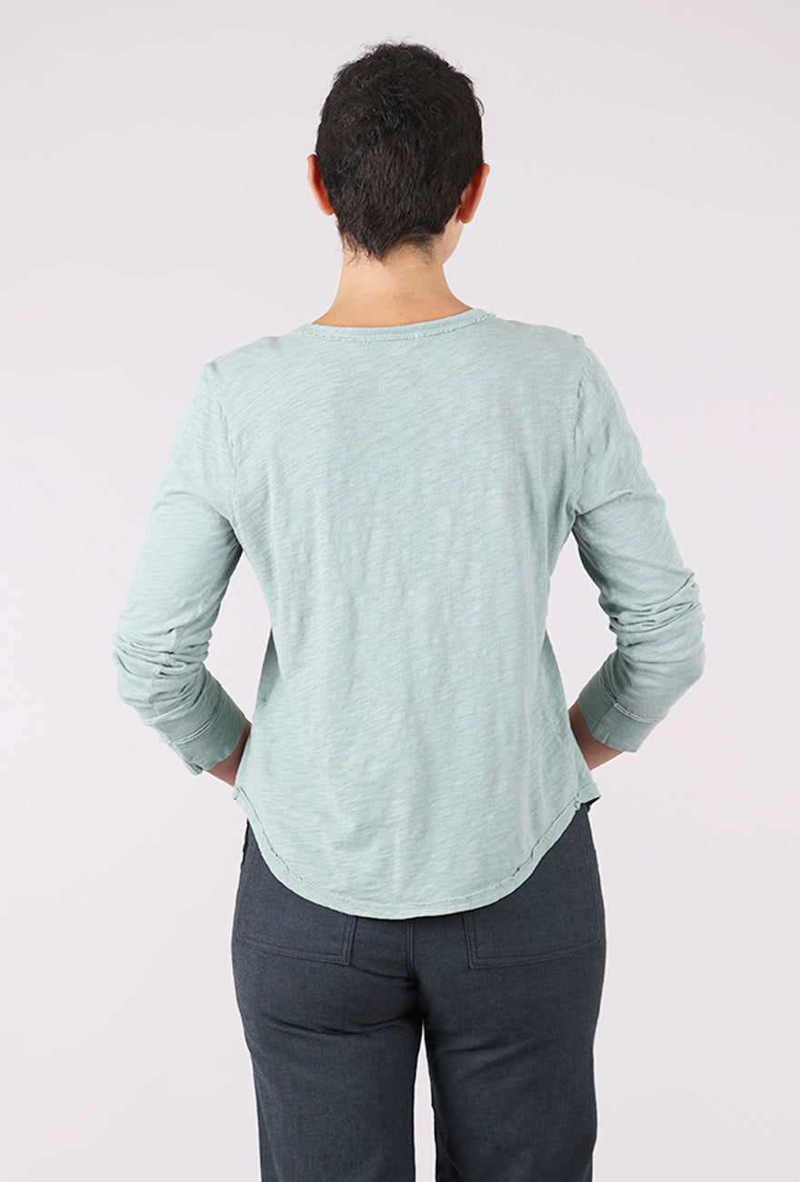Mododoc Exposed Seams Button-Up Tee, Gray Mist