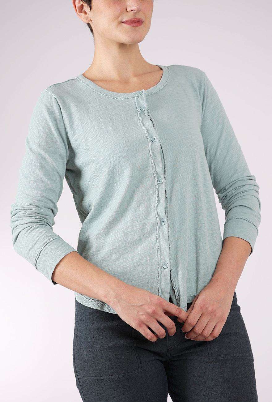 Mododoc Exposed Seams Button-Up Tee, Gray Mist