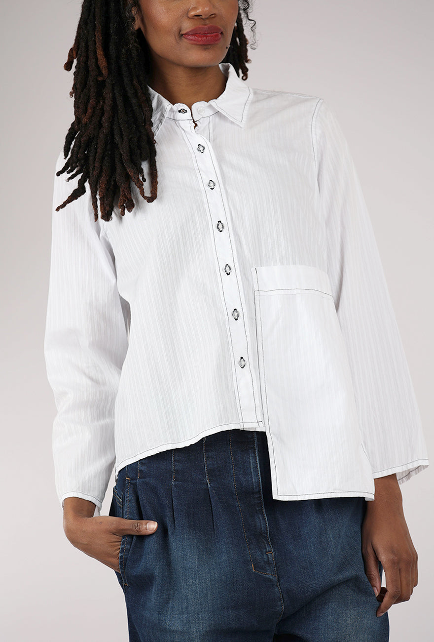Paper Temples Woven Pocket Top, White
