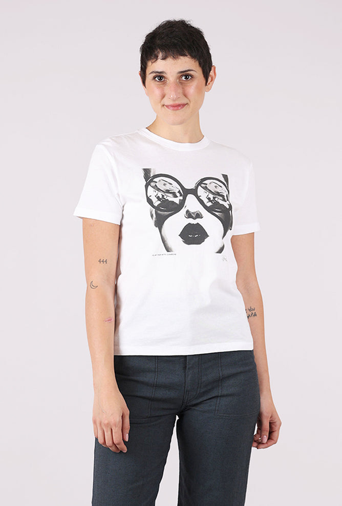 CPress Studio Mushie Tee, White/Flirting with Cowboys