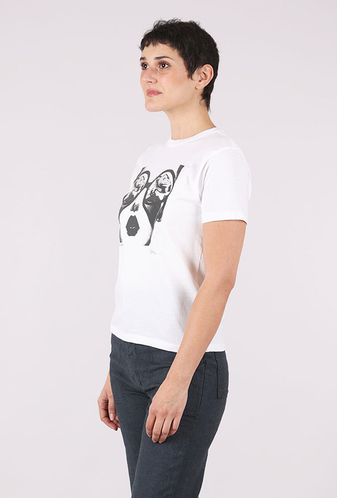 CPress Studio Mushie Tee, White/Flirting with Cowboys