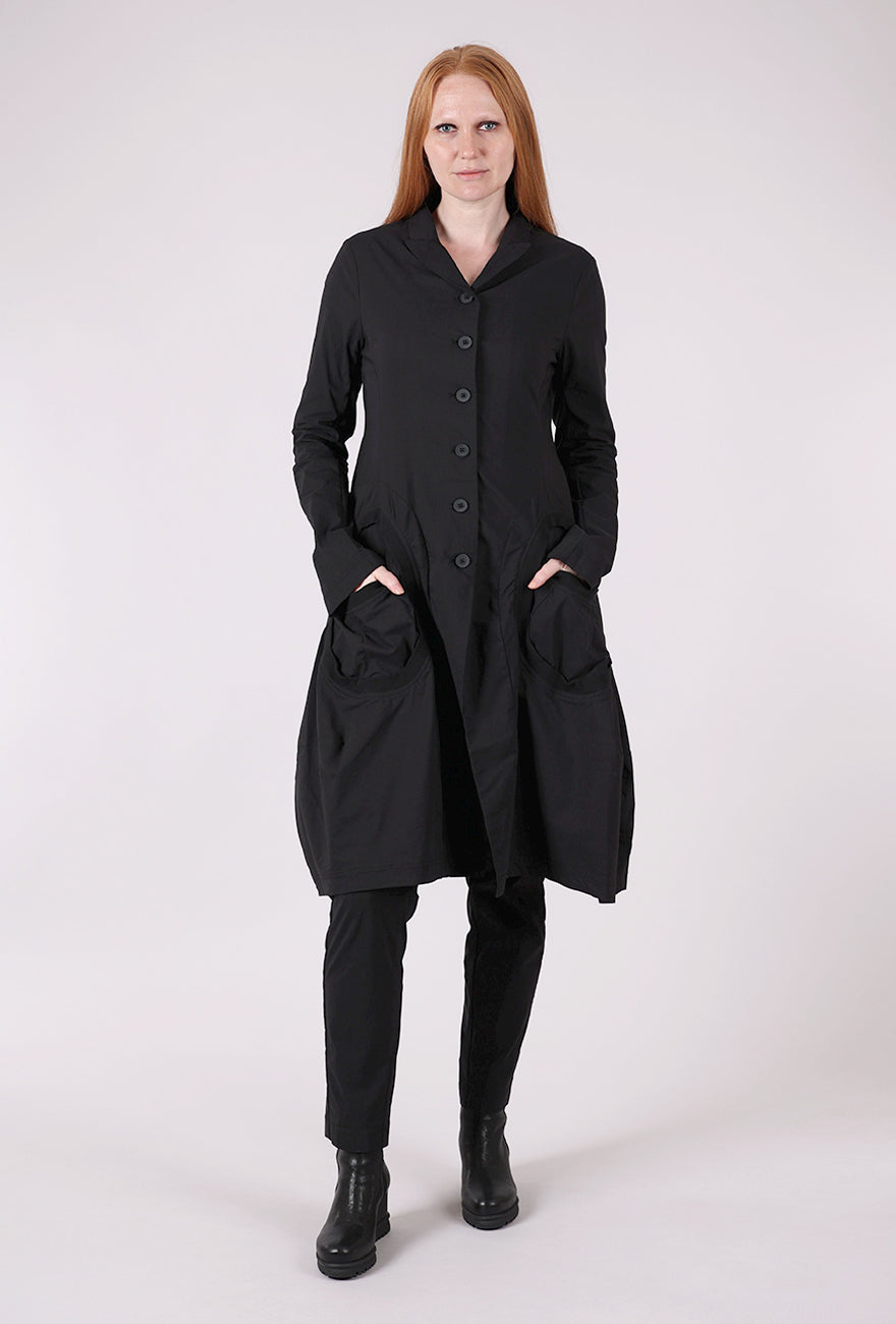 Rundholz Cotton-Linen Pocket Frock Topper, Black
