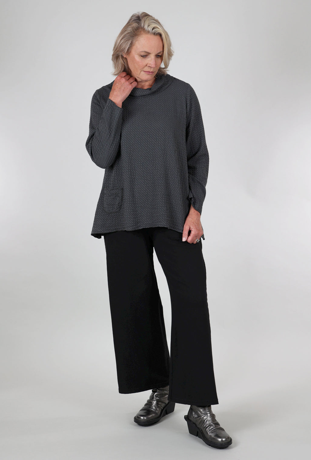 Fenini Contrast-Inset Fleece Pant, Black