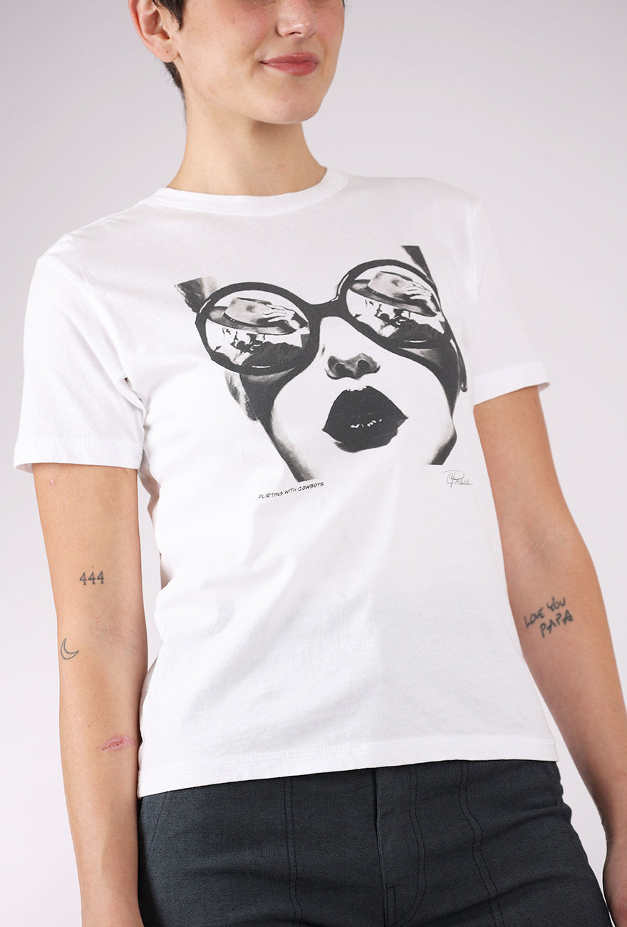 CPress Studio Mushie Tee, White/Flirting with Cowboys