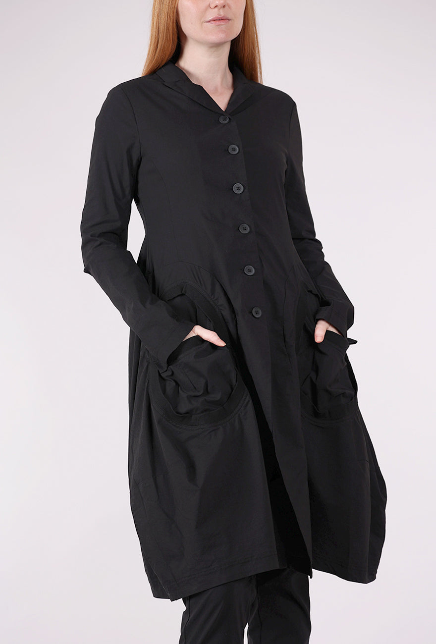 Rundholz Cotton-Linen Pocket Frock Topper, Black