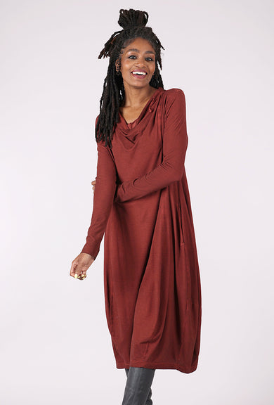 Rundholz Drape Neck Knit Lantern Dress, Crab Cloud