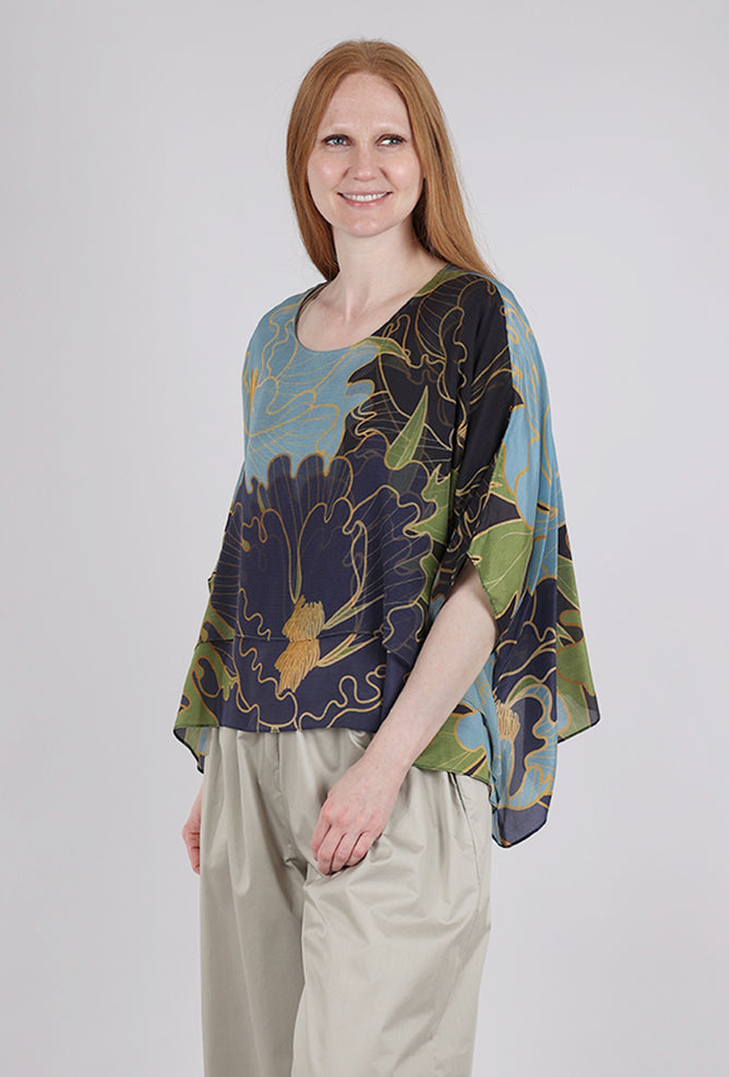 Cocoon House Silk Overlay Top, Art Deco