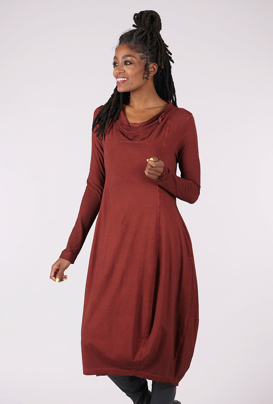 Rundholz Drape Neck Knit Lantern Dress, Crab Cloud