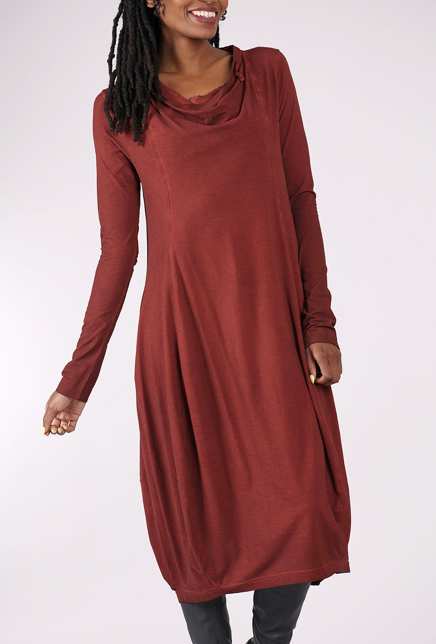 Rundholz Drape Neck Knit Lantern Dress, Crab Cloud