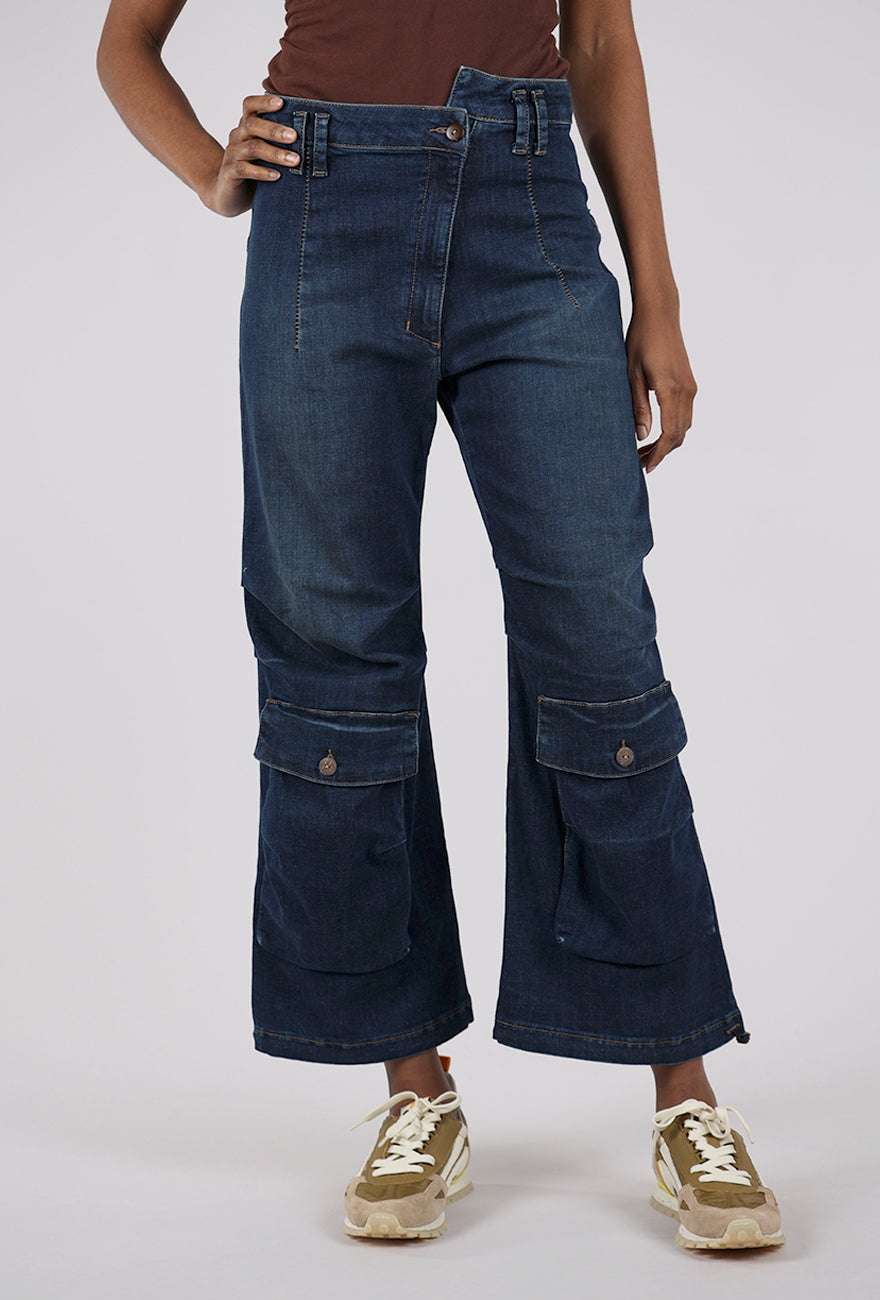 Lurdes Bergada Notch Waist Pocket Denim, Blue