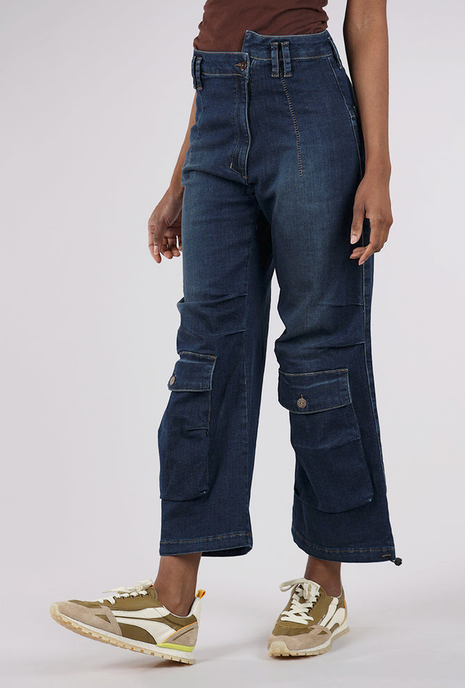 Lurdes Bergada Notch Waist Pocket Denim, Blue