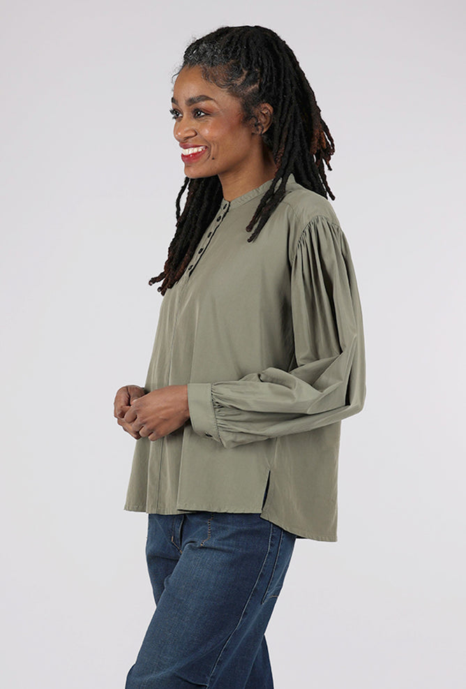 Lurdes Bergada Banded Collar Blouse, Moss