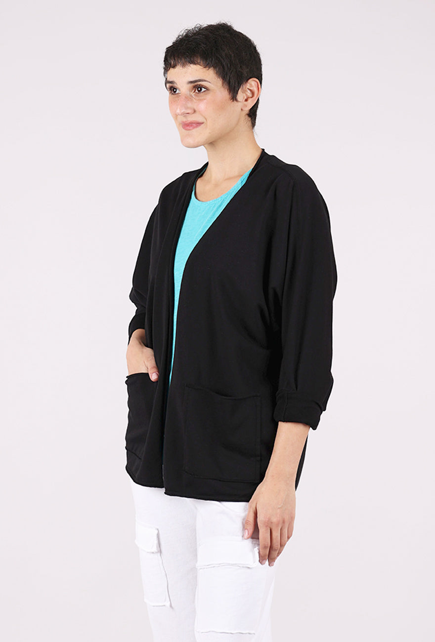 Mododoc French Terry Kimono Sleeve Cardie, Black