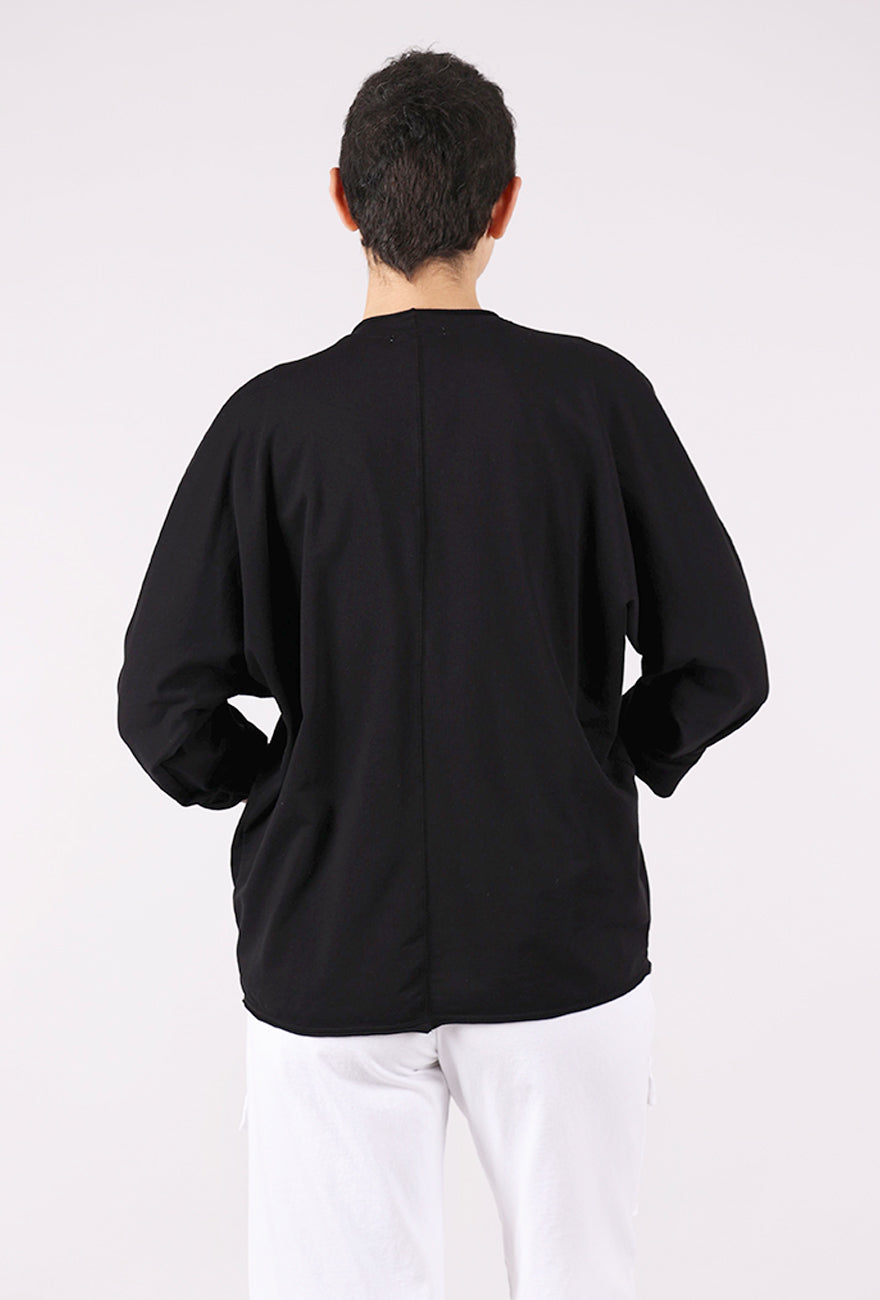 Mododoc French Terry Kimono Sleeve Cardie, Black