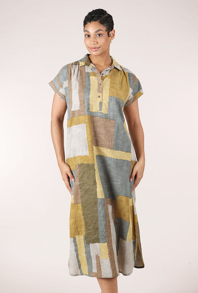 Dolma Ava Geo Dress, Mustard Mix