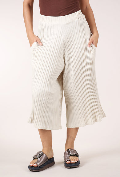 Sort Aarhus Fluted Ribbed Pant, Greige