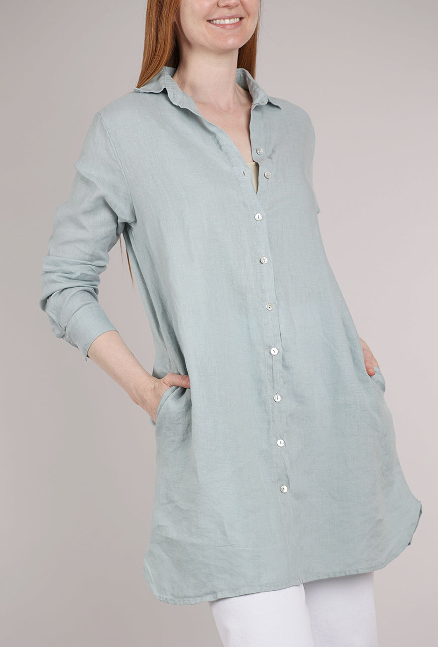 Cut Loose Linen Shirt Dress, Moonlight