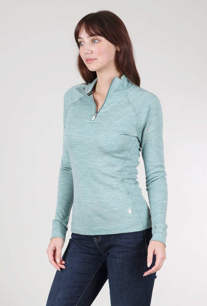 Smartwool 1/4-Zip Classic Thermal Base Layer, Arctic Green Heather