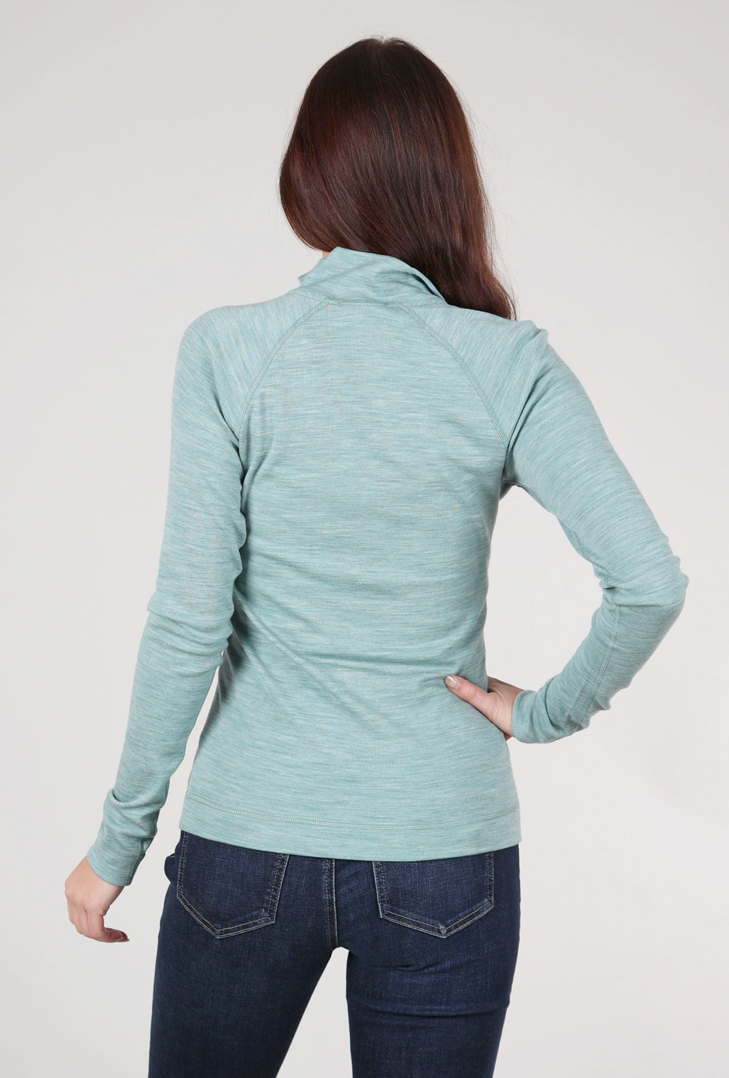 Smartwool 1/4-Zip Classic Thermal Base Layer, Arctic Green Heather