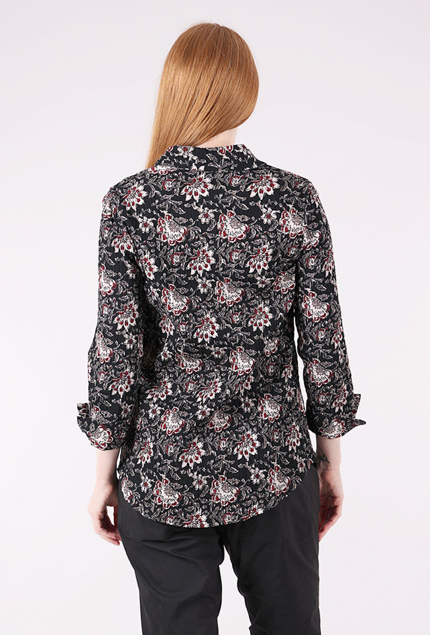 Habitat Floral Blocked Print Shaped Shirt, Black