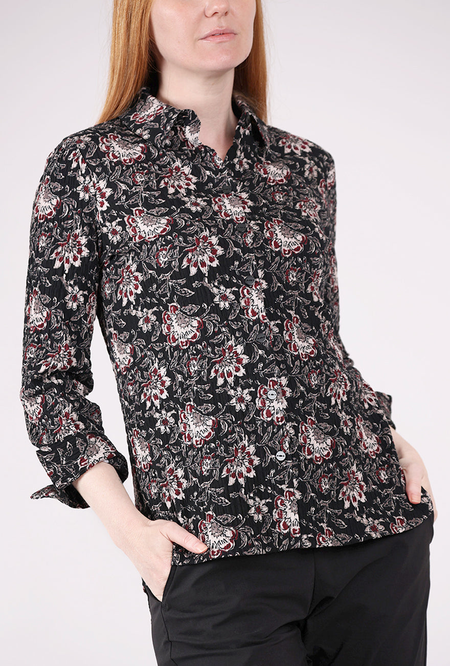 Habitat Floral Blocked Print Shaped Shirt, Black